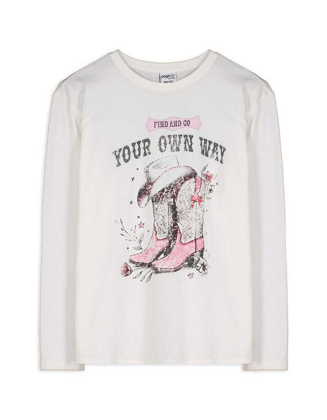 Hosszú ujjú felső - Elülső nyomtatás - pink