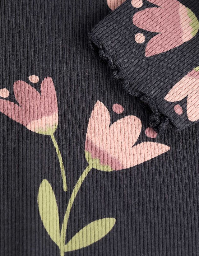 Hosszú ujjú felső - Elszórt nyomott minta - sötétszürke