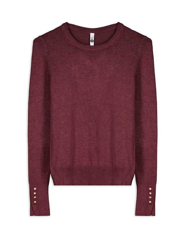 Pulóver - Díszgombokkal - sotetlila