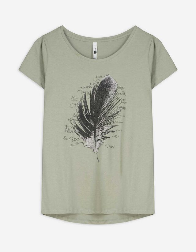 Póló - Csillámos nyomott minta - feher