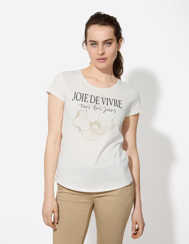 Póló - Csillámos nyomott minta - feher