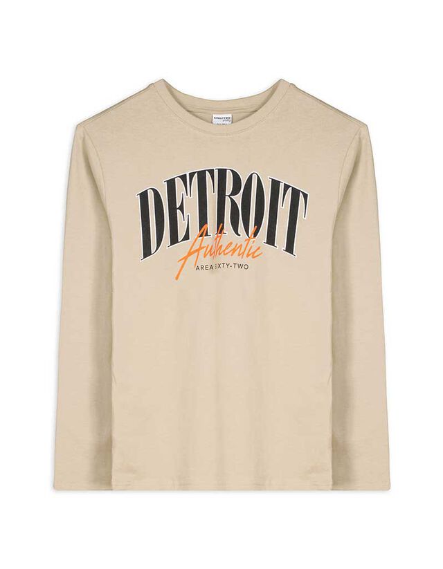 Hosszú ujjú felső - Elülső nyomtatás - bézs