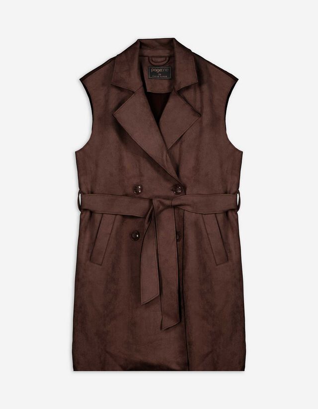 Mellény - Velúr utánzat - sötétbarna