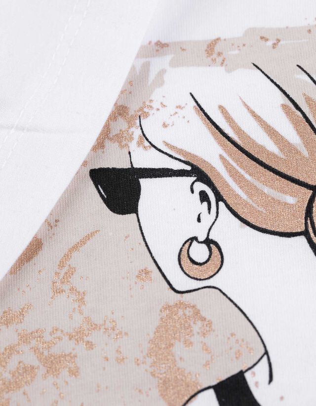 Póló - Csillámos nyomott minta - sötétbarna