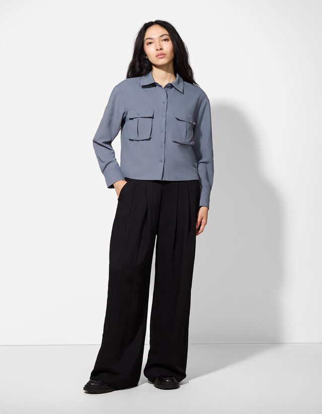 Blúz - poliészter - világos barna