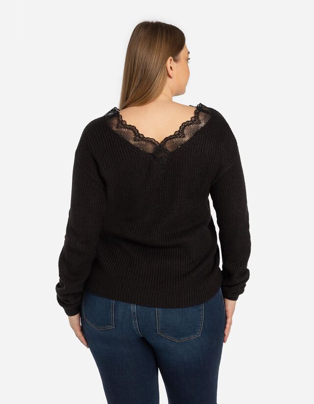 Pulóver - Csipkerátéttel - zöld