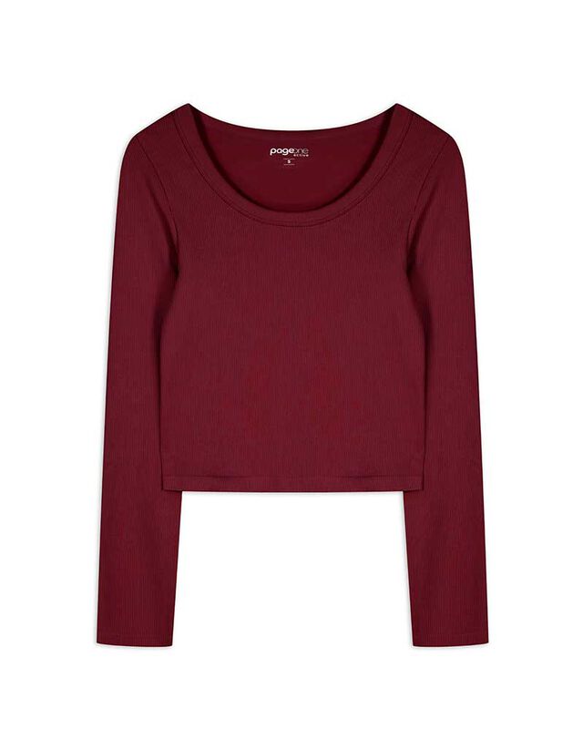 Rövid felső - Bordázott - mélyvörös