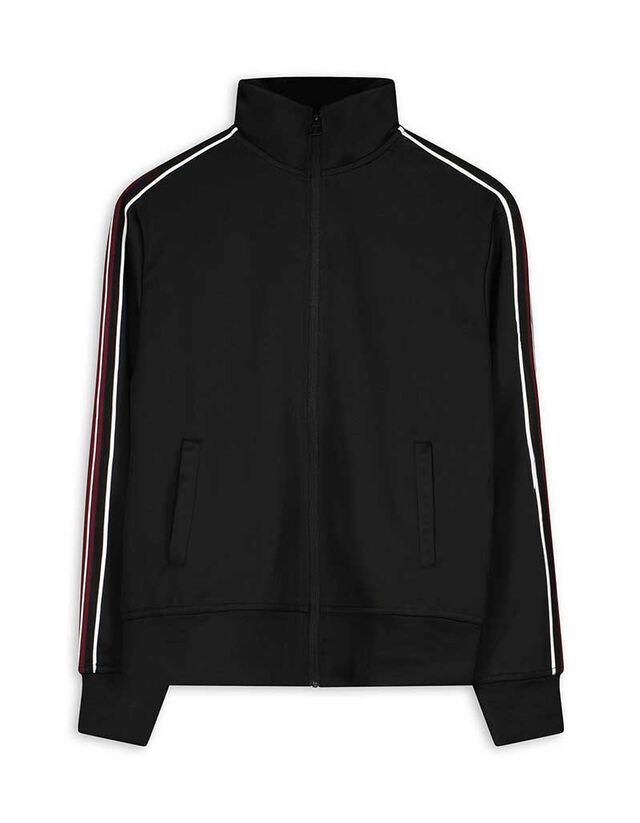 Cipzáros melegítőfelső - Oldalcsíkos - fekete