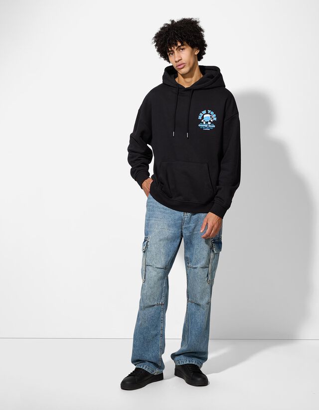 Melegítőfelső - Hátul nyomtatott minta - fekete