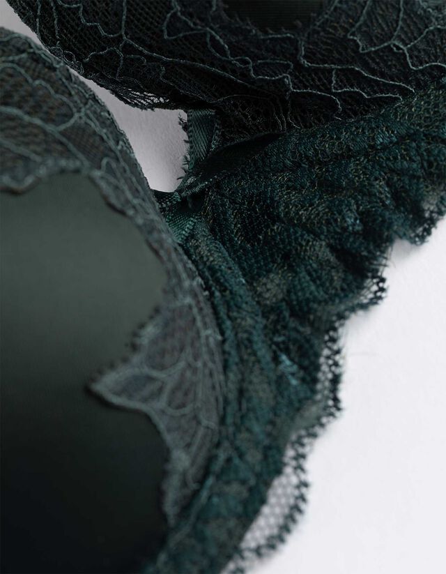 Sima felületű melltartó - merevítővel - sötétzöld