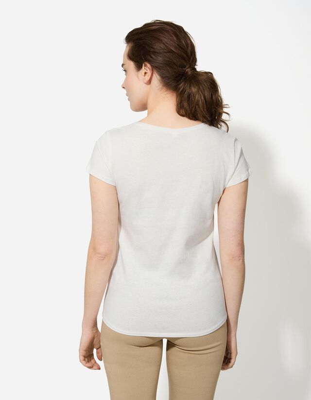 Póló - Csillámos nyomott minta - feher