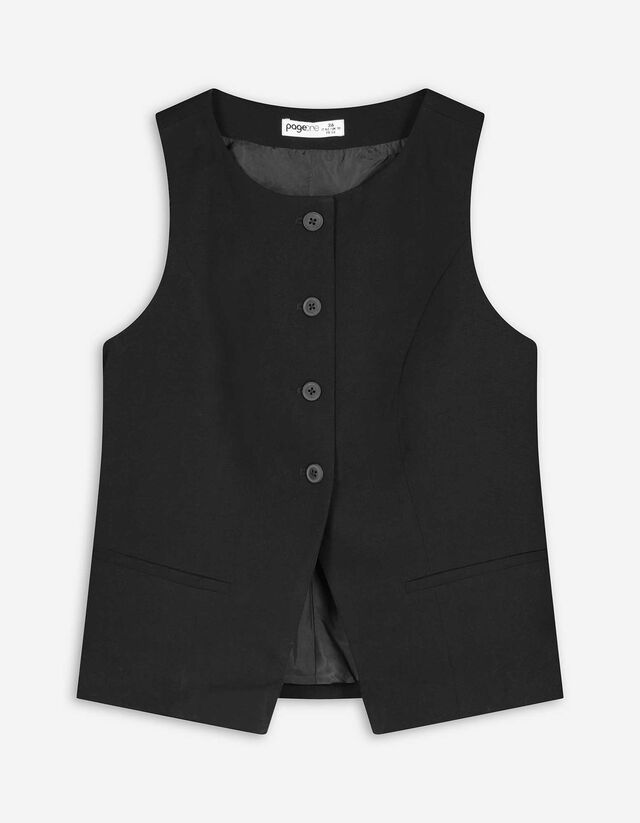 Mellény - Szőtt szövet - fekete