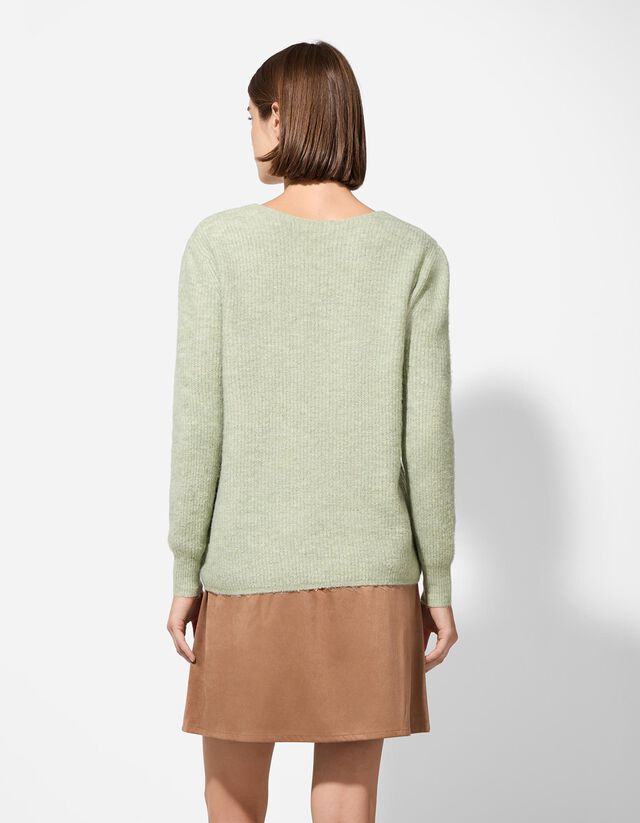 Pulóver - V-kivágás - bézs