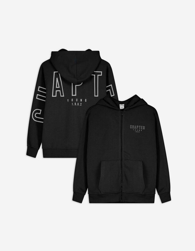 Cipzáros melegítőfelső - Túlméretezett fazon - fekete