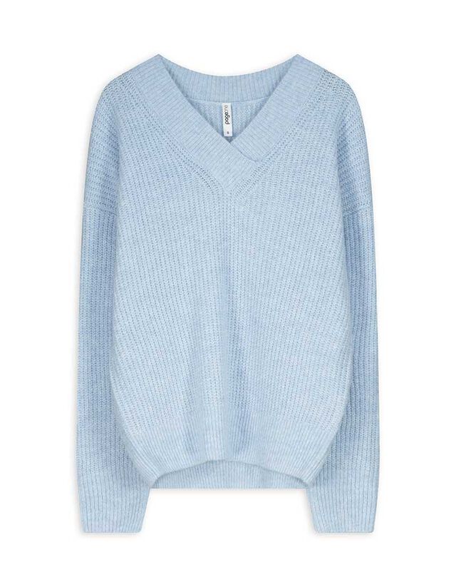 Pulóver - V-kivágás - rozsaszin