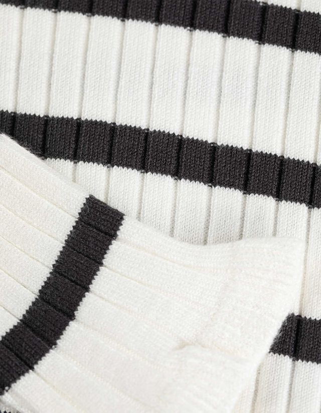 Pulóver - Bordázott - feher