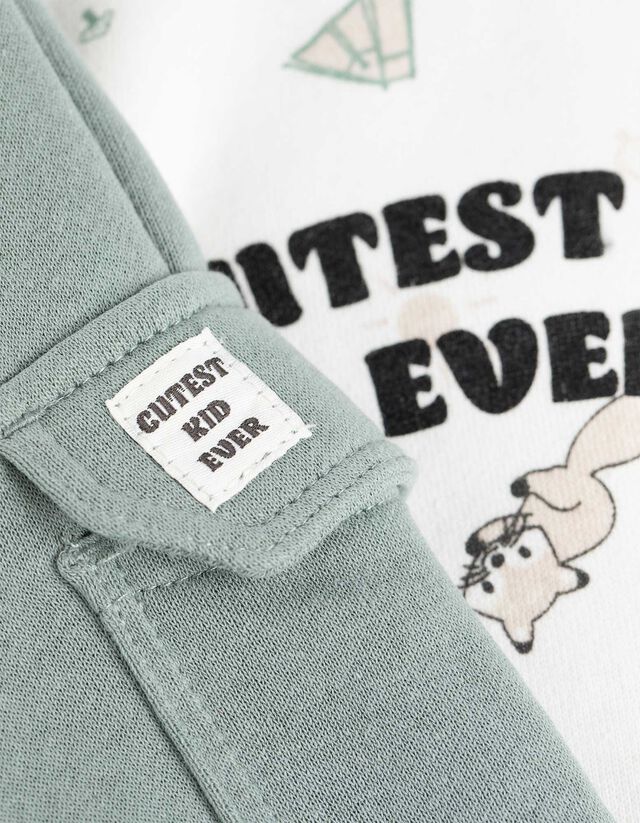 Sweatshirt és nadrág szett - Elszórt nyomott minta - feher