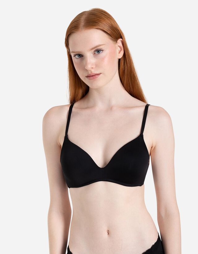 Merevítő nélküli melltartó - mikroszálas - fekete