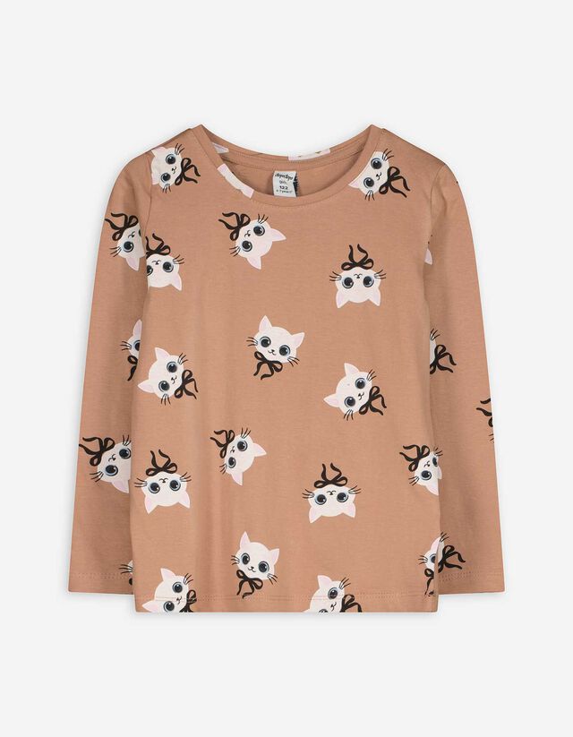 Hosszú ujjú felső - Elszórt nyomott minta - rozsaszin