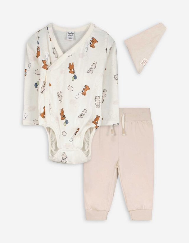 Body, nadrág és melltartó szett - Pamut - feher