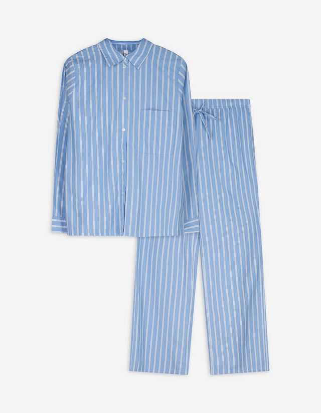 Felsőből és nadrágból álló pizsama szett - Szőtt szövet - feher