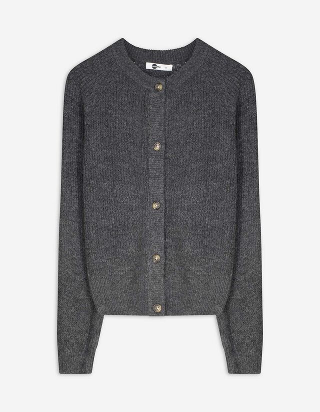 Kötött kardigán - Bordázott - szürke
