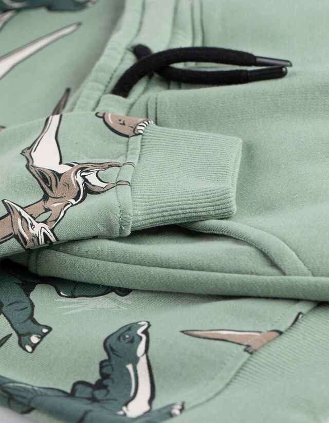 Sweatshirt és nadrág szett - Elszórt nyomott minta - zöld