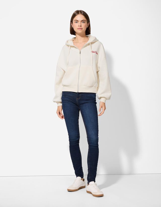 Cipzáros melegítőfelső - Zsinóros kapucni - feher