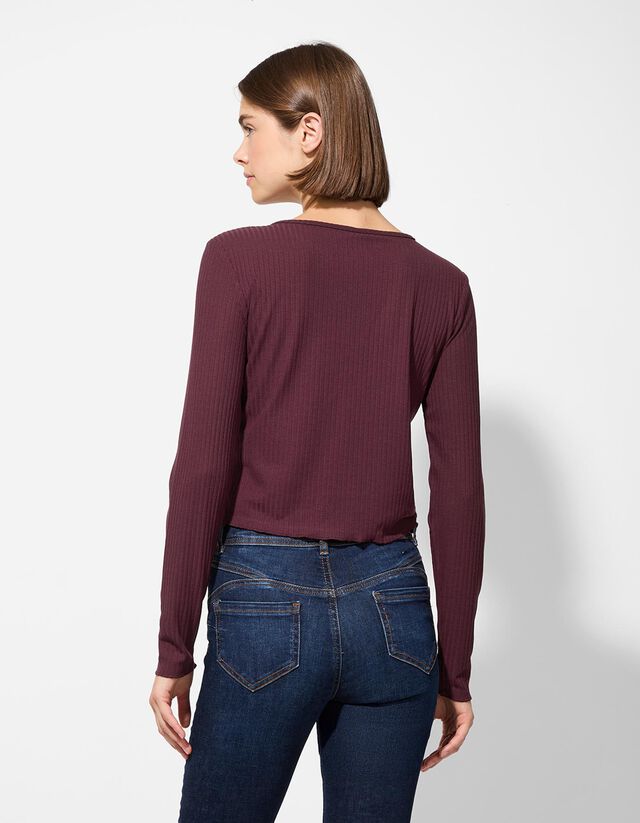 Hosszú ujjú felső - Bordázott - fekete