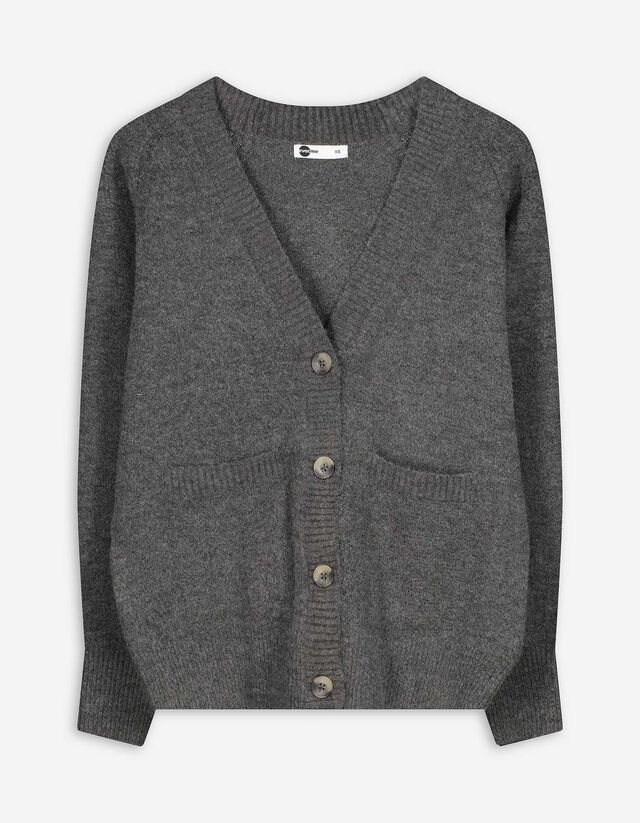 Kötött kardigán - Foltzsebek - sotetlila