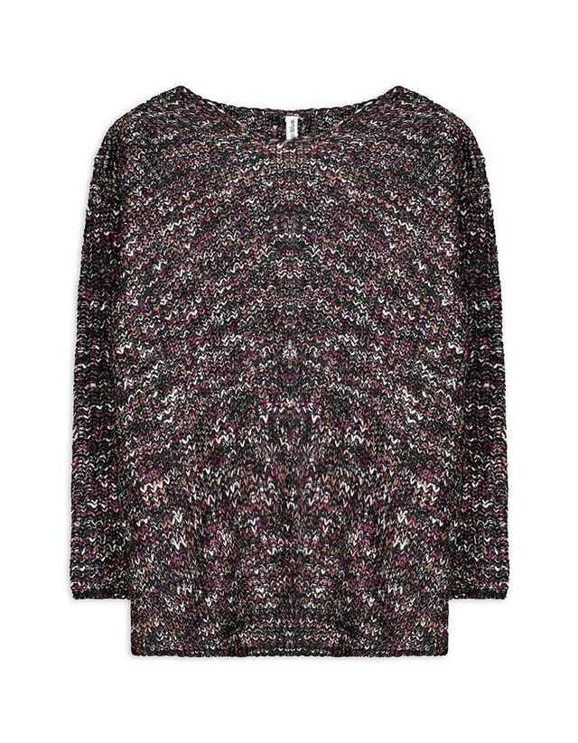 Pulóver - V-kivágás - fekete