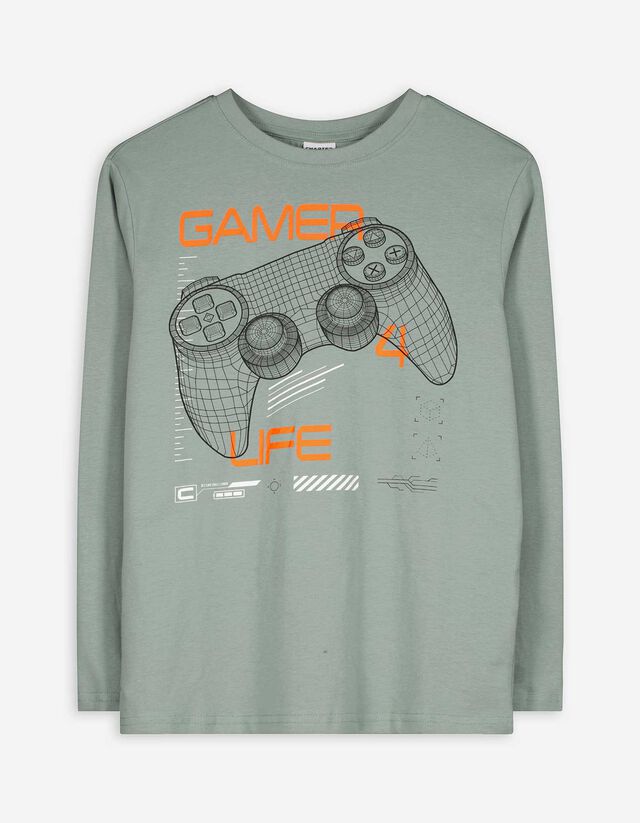 Hosszú ujjú felső - Elülső nyomtatás - bézs