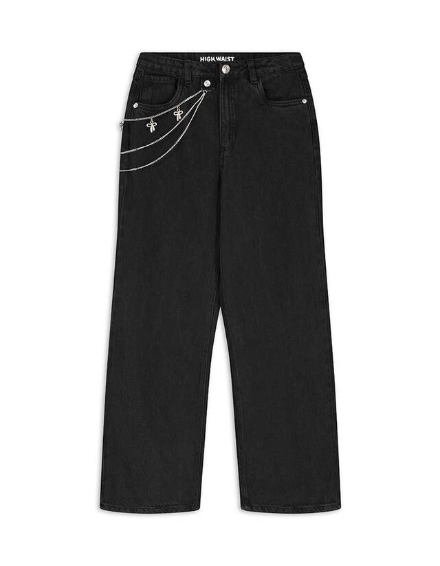 Farmernadrág - Láncrezszlet - fekete