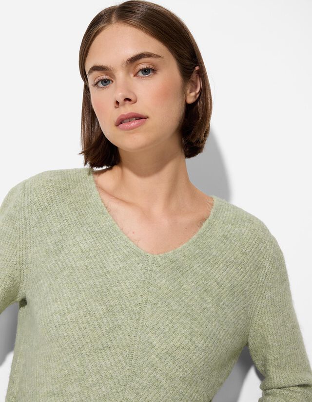 Pulóver - V-kivágás - bézs