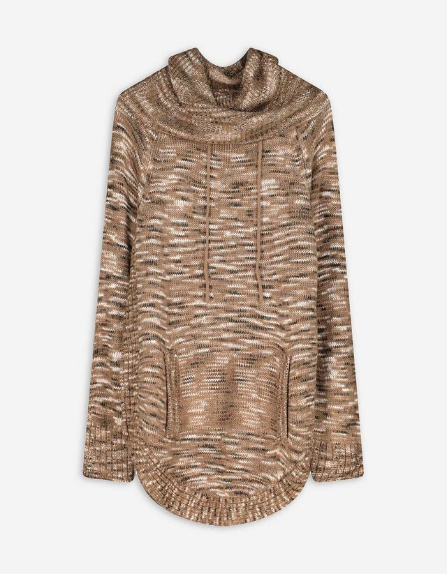 Hosszított pulóver - Garbónyakú - bézs