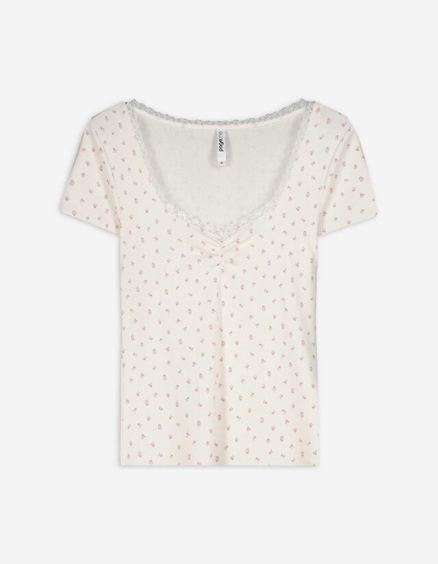 Póló - Csipkerátéttel - feher