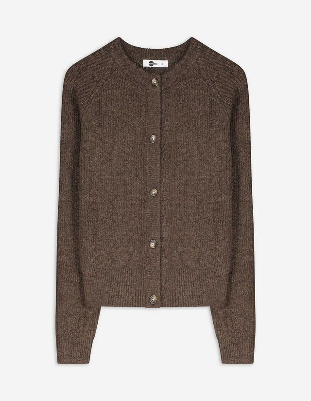 Kötött kardigán - Bordázott - szürke