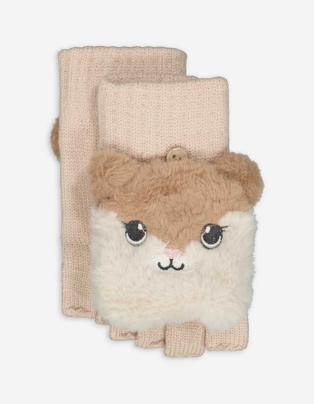 Kesztyű - Állati motívum - bézs