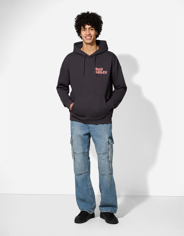 Kapucnis felső - Iron Maiden - sötétszürke