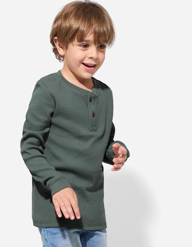 Hosszú ujjú felső - Henley nyakkivágás - sotetkek