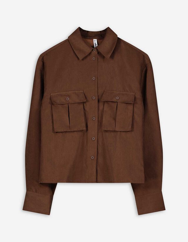 Blúz - poliészter - világos barna