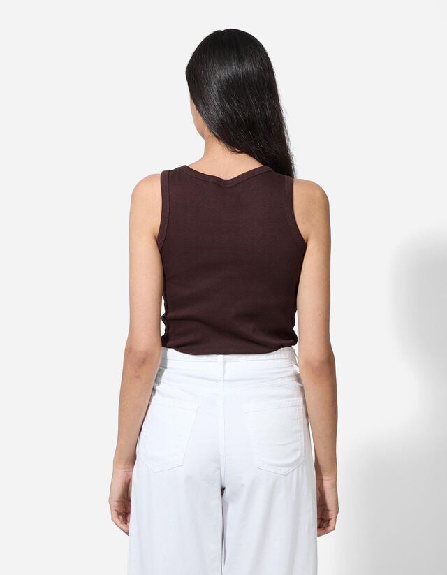 Ujjatlan felső - Bordázott - sötétbarna