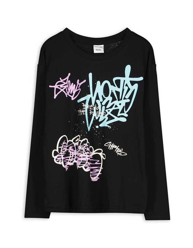 Hosszú ujjú felső - Elülső nyomtatás - bézs