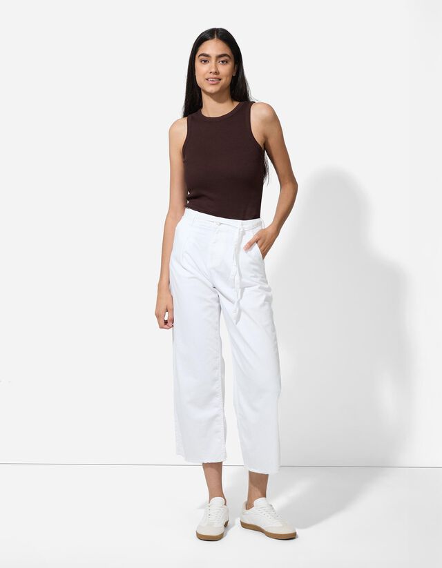 Ujjatlan felső - Bordázott - sötétbarna