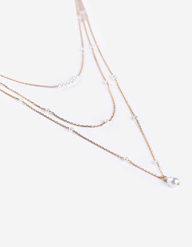 Nyaklánc - Gyöngyökkel díszítve - arany