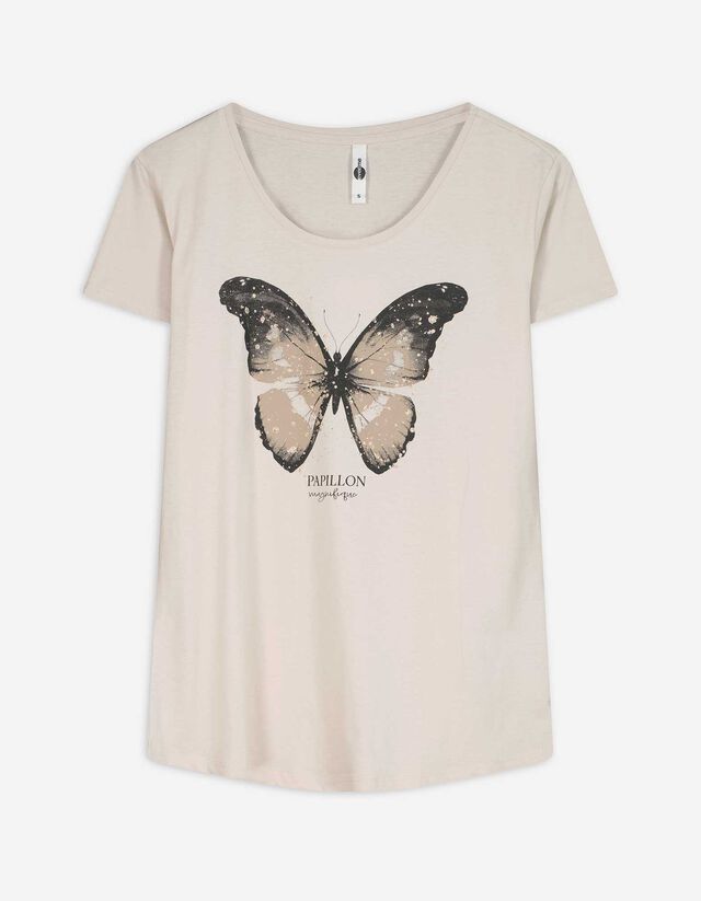 Póló - Csillámos nyomott minta - feher