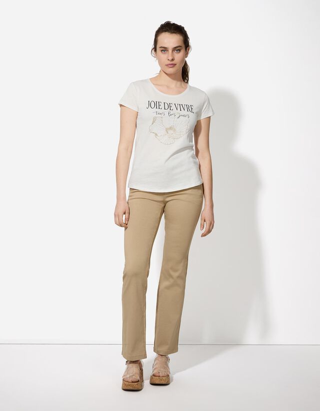 Póló - Csillámos nyomott minta - feher