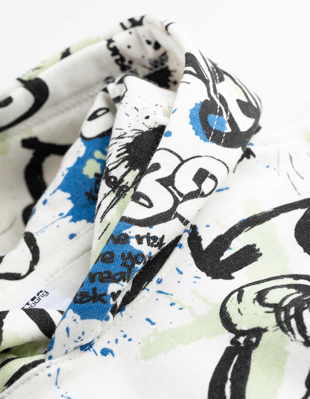 Kapucnis felső - Elszórt nyomott minta - sötétszürke