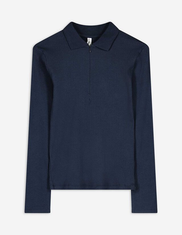 Hosszú ujjú póló - Bordázott - sotetlila