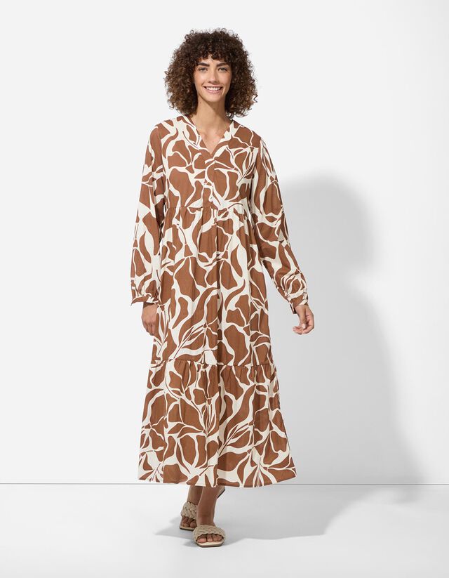 A-vonalú ruha - Virágmintás - fekete